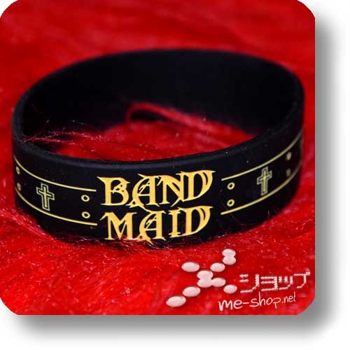 BAND-MAID - Silikon-Armband schwarz/gelb (rubber wristband / bracelet, orig.Tourmerchandise) (Re!cycle)-0